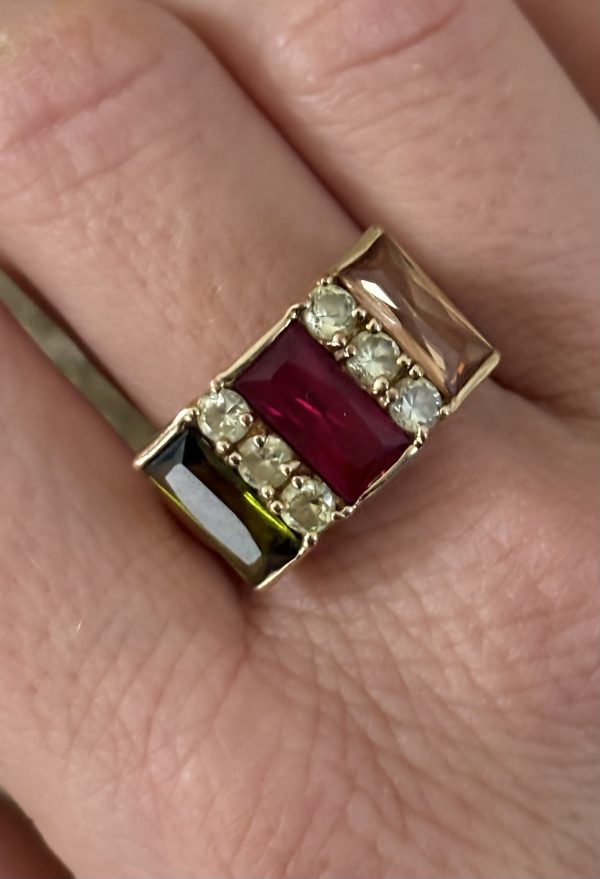 Bague plaqué or et pierres – Image 3