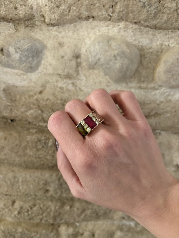 Bague plaqué or et pierres – Image 4