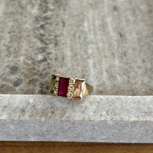 Bague plaqué or et pierres