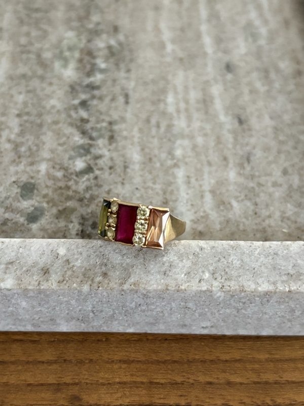 Bague plaqué or et pierres