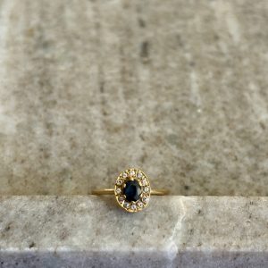 Bague marguerite or saphir & pierres