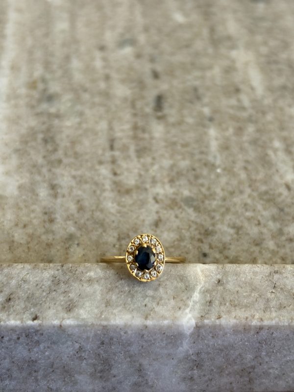 Bague marguerite or saphir & pierres