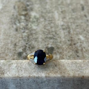 Bague en vermeil & pierre bleu