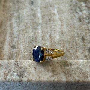 Bague en vermeil & pierre bleu