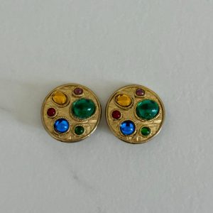 Boucles d&rsquo;oreilles clips vintage colorés